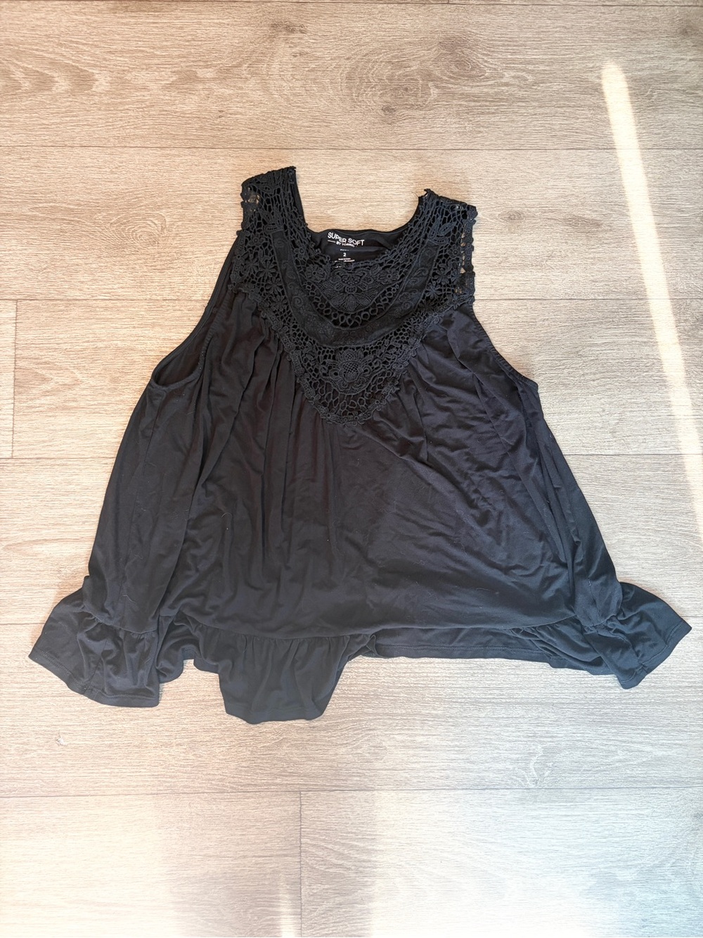 torrid Black Crochet Yoke Sleeveless Tank
